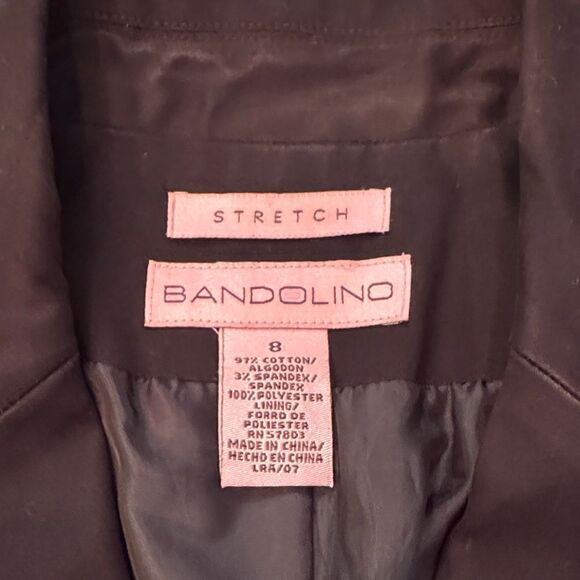 BANDOLINO Stretch 2000s Chocolate Brown PleatedPeplum Jacket Fitted Button Front - Picture 2 of 10